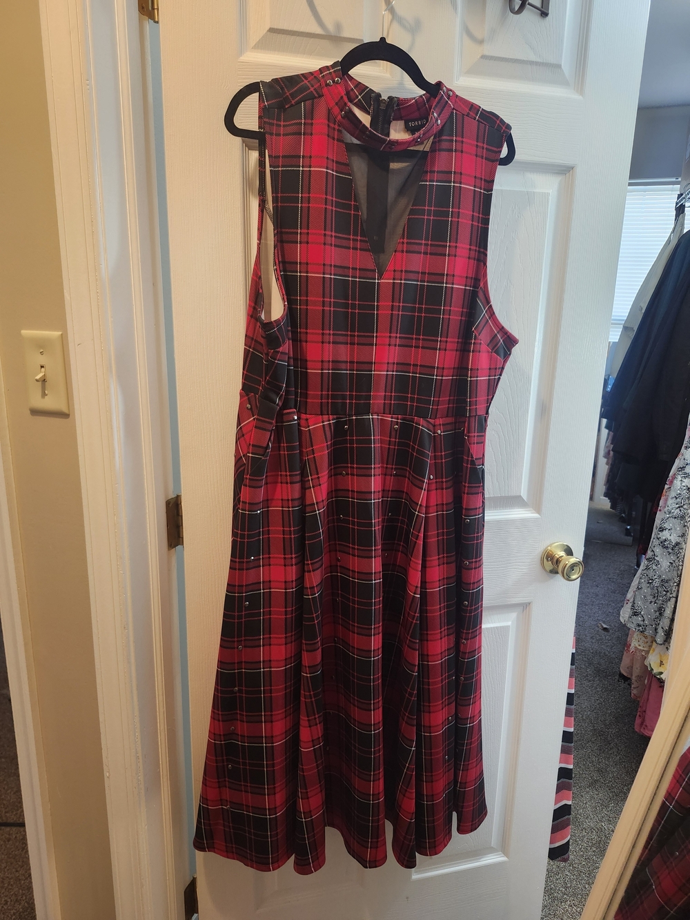 Torrid Red Plaid Sleeveless A-Line Dress, Torrid 3 = 3X